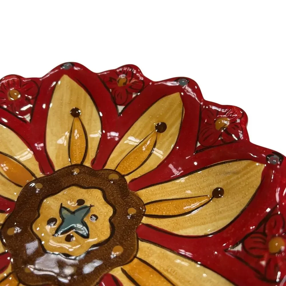 Pier 1 Carynthum Earthenware Plate 8 Inch Handcrafted Floral Dessert Dish